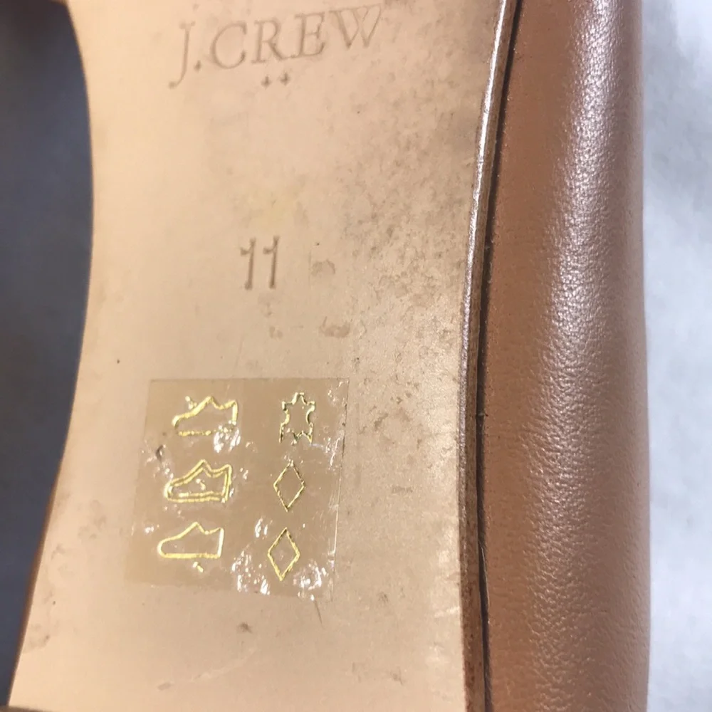 J Crew Classic D’Orsay Women’s Brown Leather Pointy Toe Slip On Flat Shoes 11